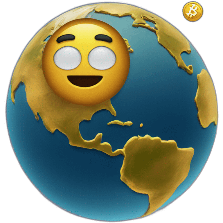 Bitcoin above the earth And he rules the world emoji