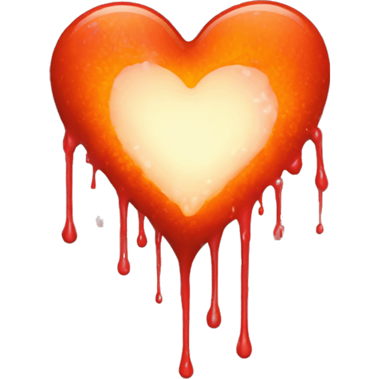 bleeding red heart glowing red-orange with splatter emoji