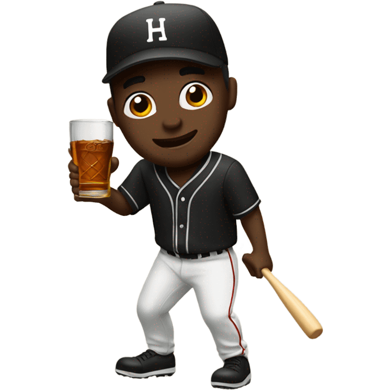 Black man playing baseball and drinking Hennessy emoji