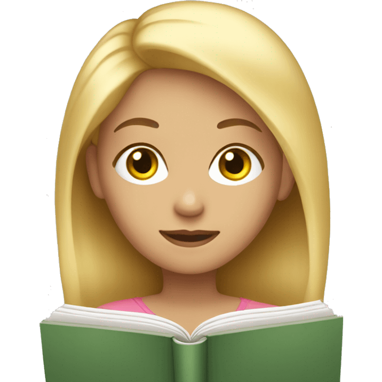 Girl with blonde hair reading a book emoji