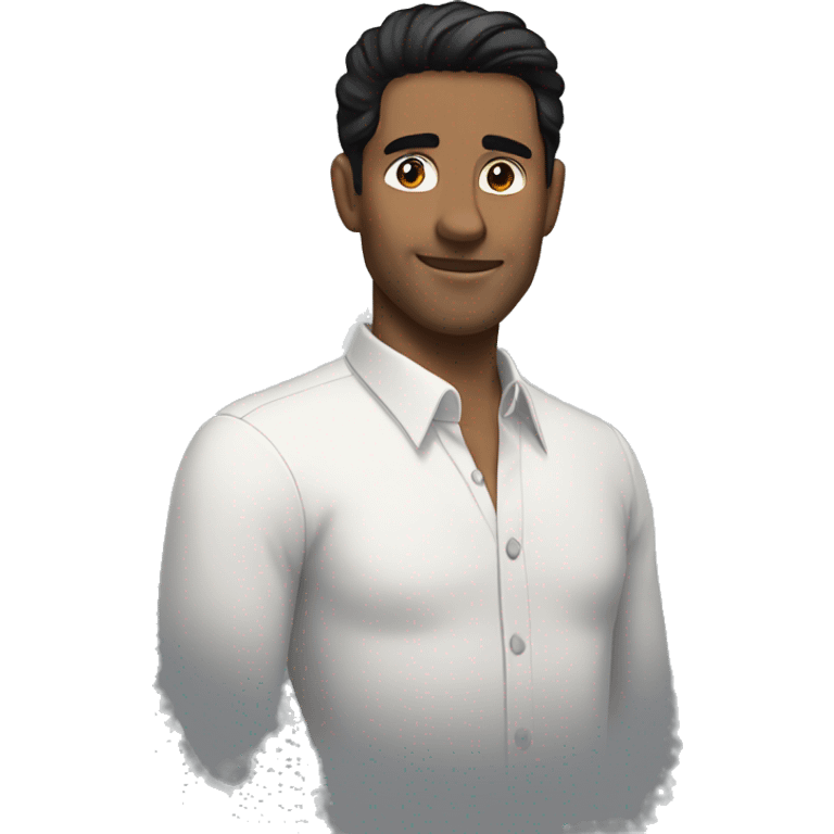 charming man with black hair suite open collar emoji