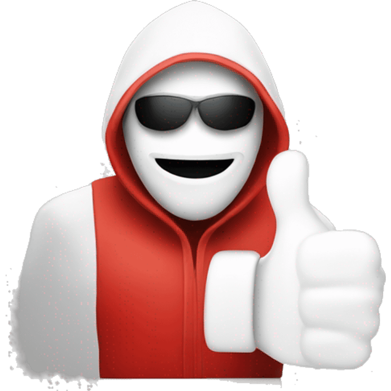 Red Hacker with a smiley face and a thumbs up emoji