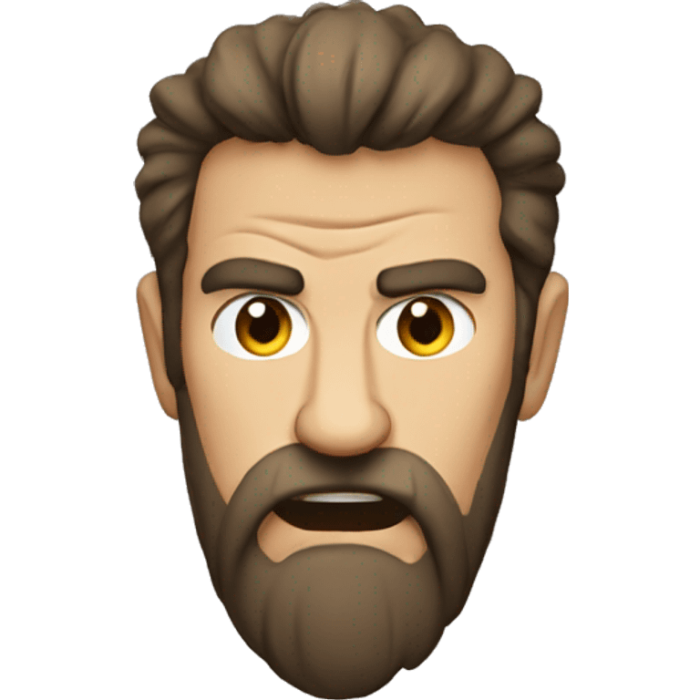 angry man head, scruffy short brown hair, beard emoji