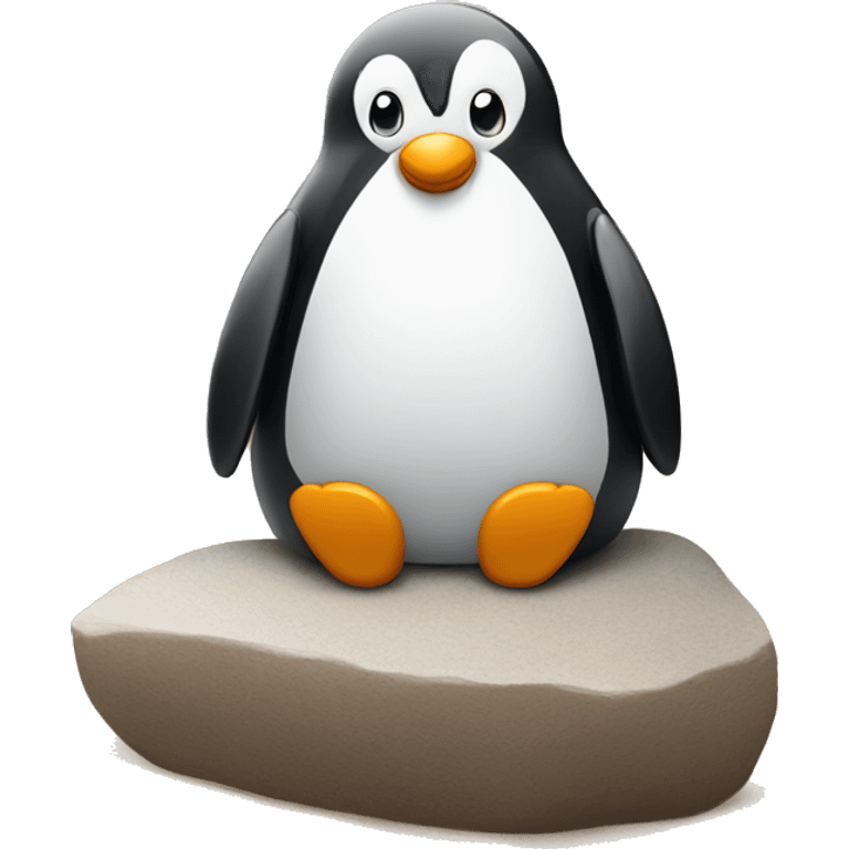 Penguin sitting on The Rock Johnson in the desert emoji