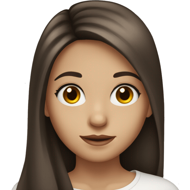 A girl with long brown hair, black eyes and long eyelashes emoji