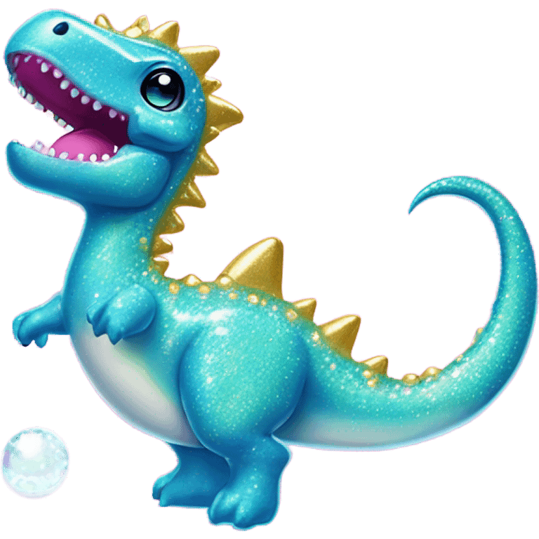 Lisa frank glitter pretty water dinosaur with fins and pearls emoji