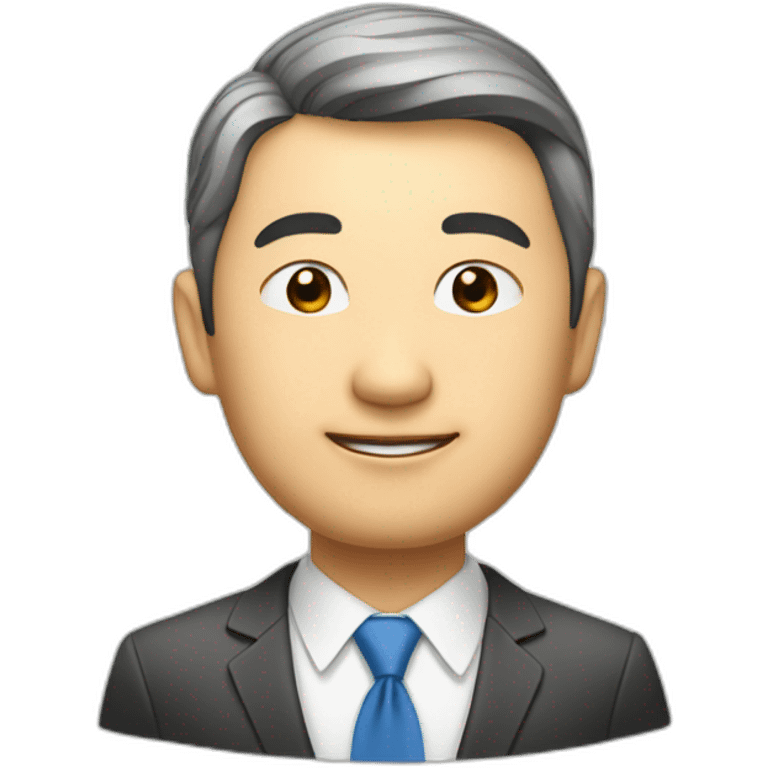 Middle-aged Asian male investment manager，background with Stock chart,Half-length portrait emoji