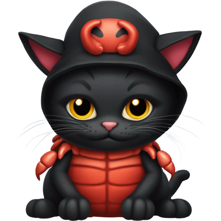 Black cat wearing a crab costume  emoji