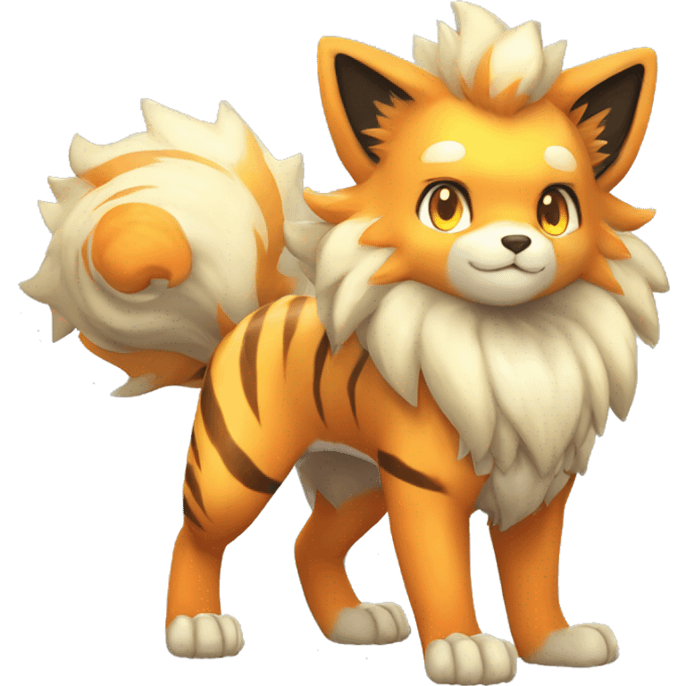 Colorful Shiny Kawaii Cute Tiger-Arcanine—Vulpix-Fakémon-Pokémon full body emoji