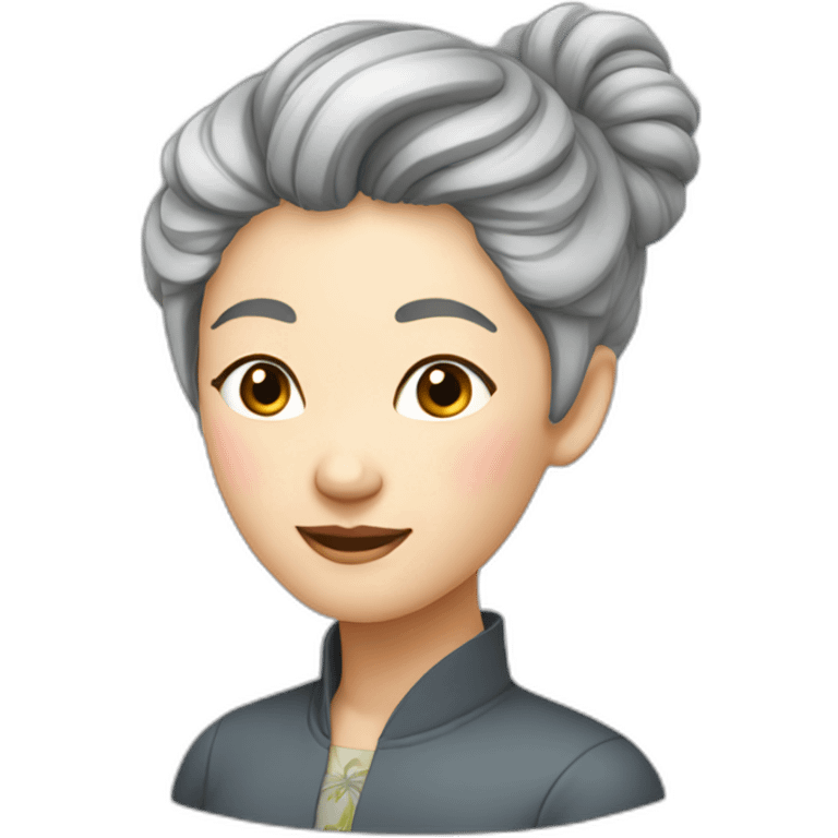 Chinese lady grey hair up side down pasture emoji