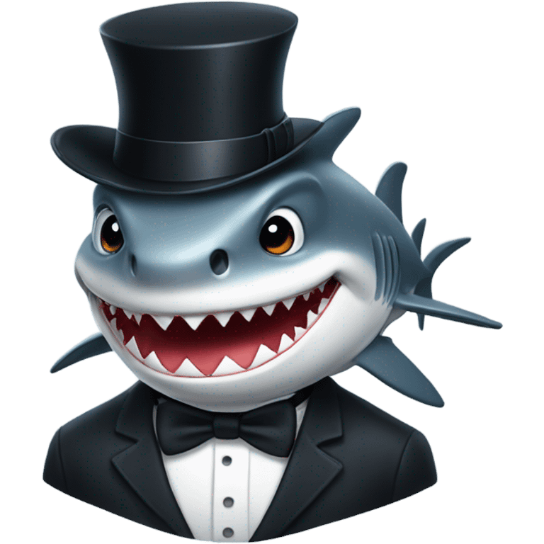 Shark with a top hat emoji