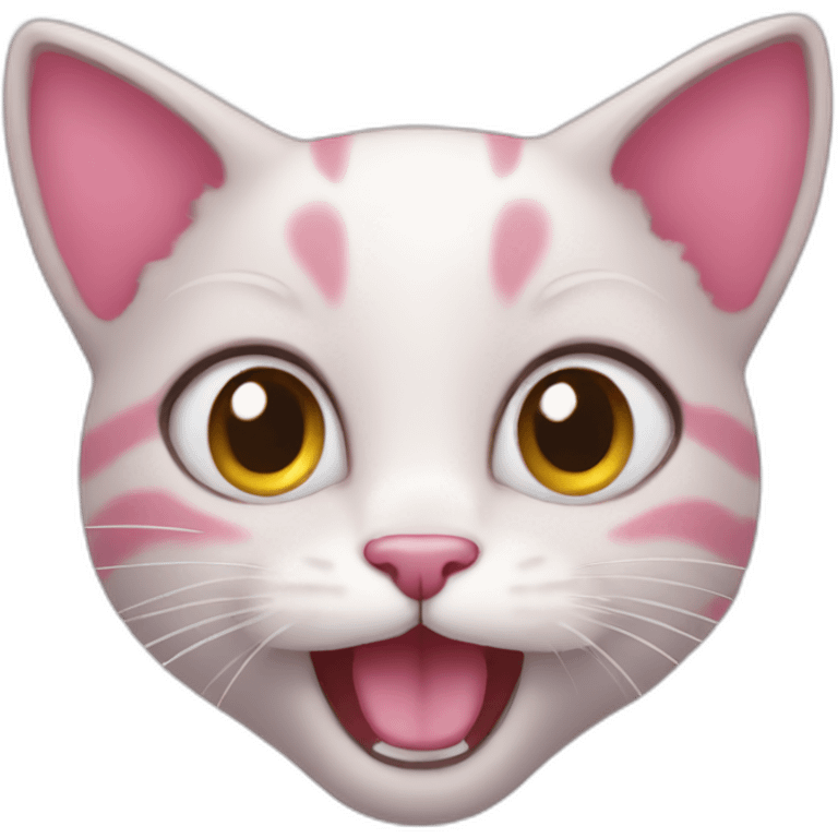 A pink kitten with one mouth open emoji