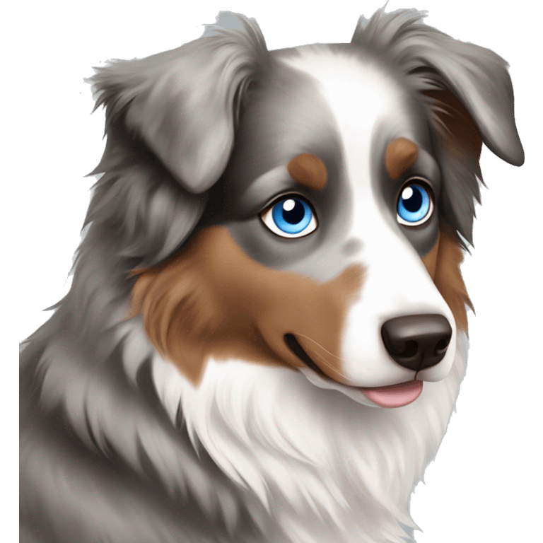 Australian shepherd with a blue eye and brown eye. With gray, black and white hair emoji