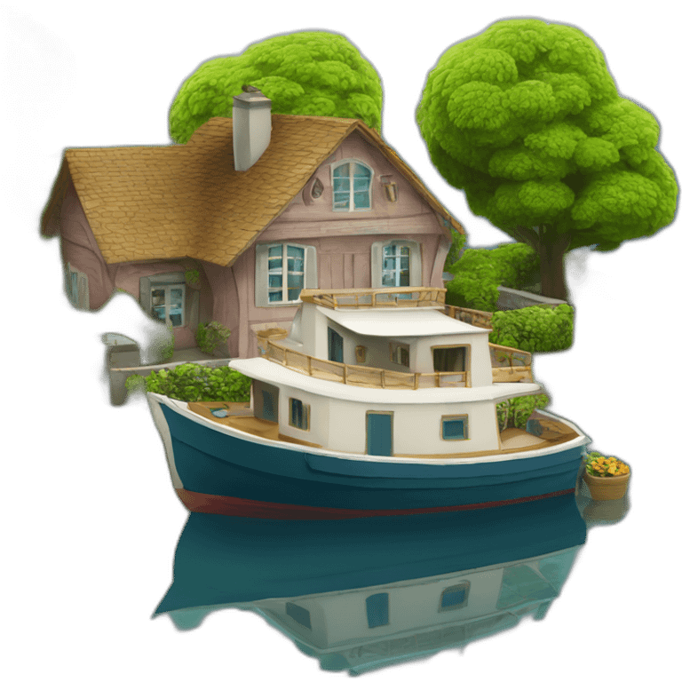 Bateau sur une maison emoji