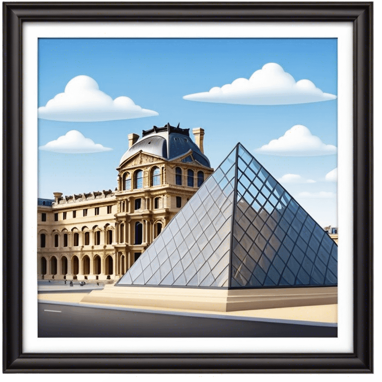 Cinematic Realistic Louvre Museum Landmark Emoji, depicted with the historic museum facade and glass pyramid rendered with lifelike detail and elegant, ambient lighting. emoji