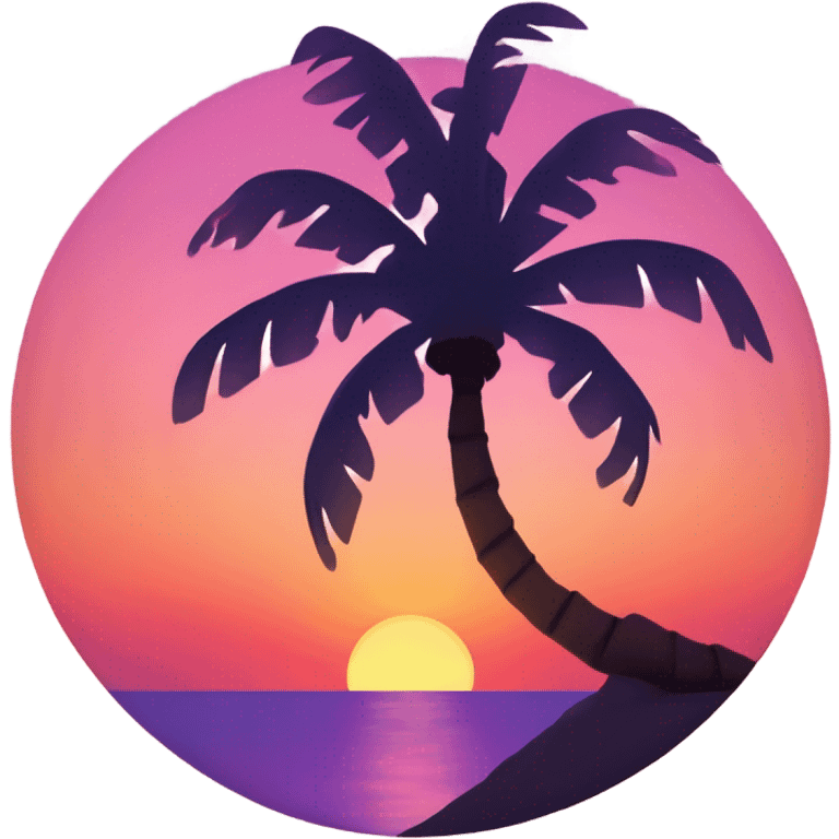 Ocean sunset with palm tree emoji