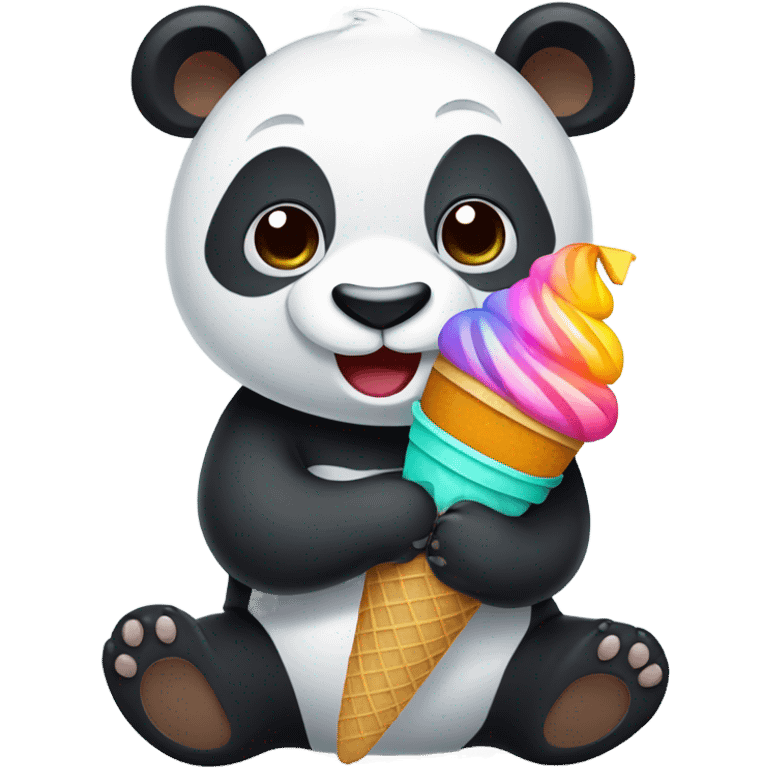 Panda eating ice cream emoji