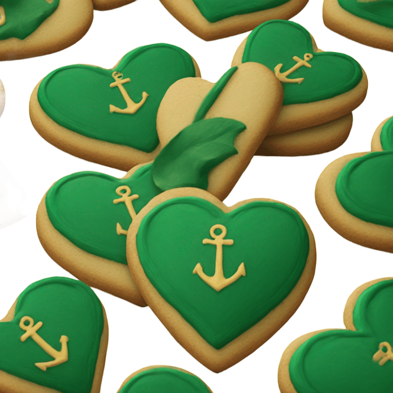 cookie heart with dark green anchor emoji