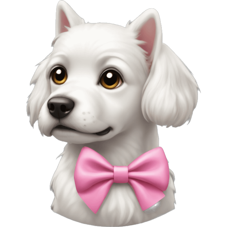 White dog wearing pink bow emoji