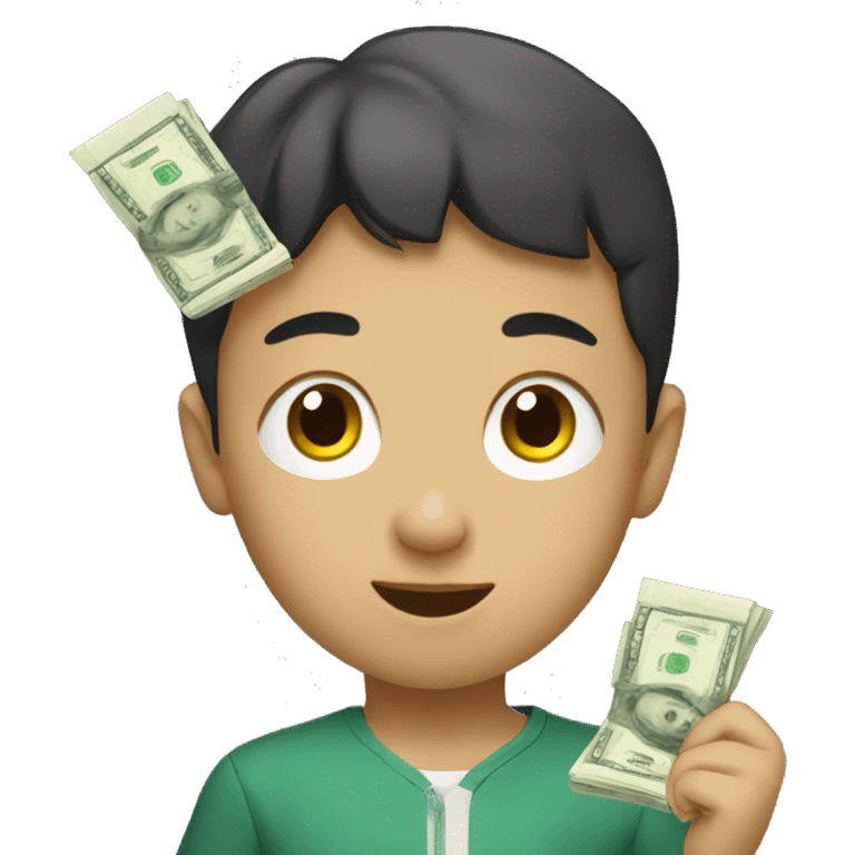 Chinese kid with money emoji