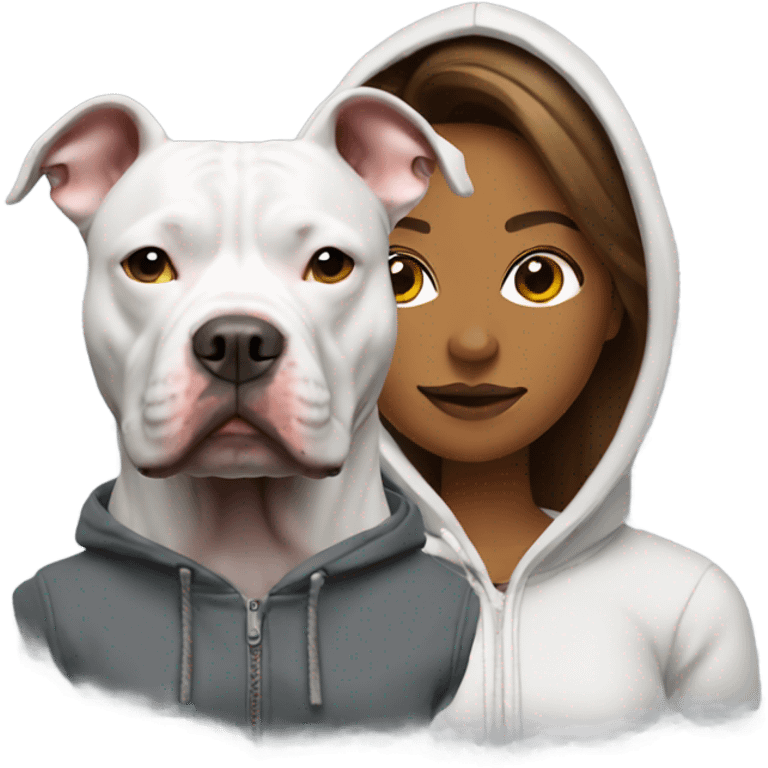 Pitbull and woman wearing a hoodie  emoji