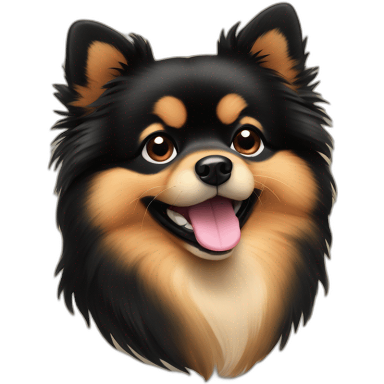 smiling black and tan cute pomeranian emoji