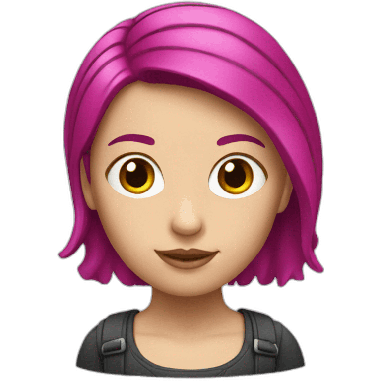 White girl with a magenta hair emoji