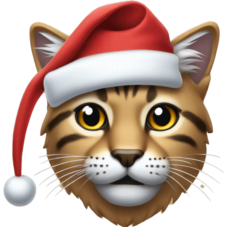 Wildcat in a Christmas hat emoji