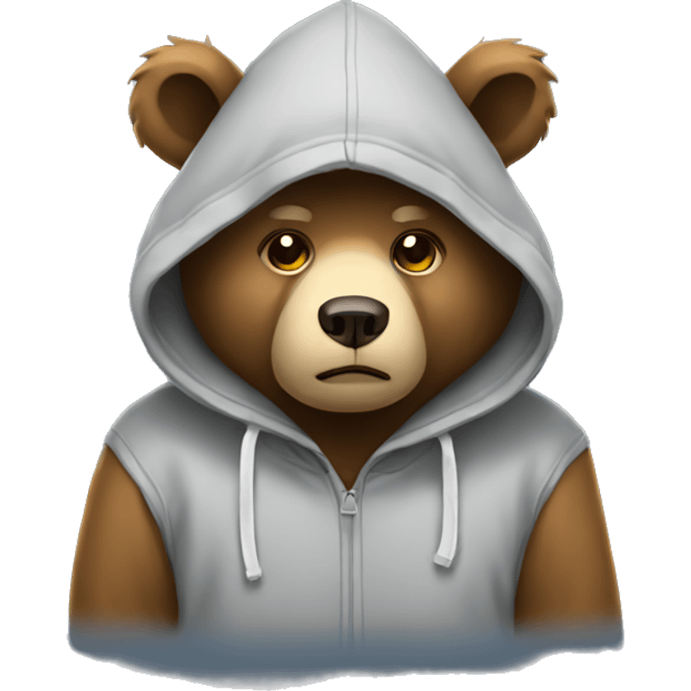 sad bear wearing hoodie emoji