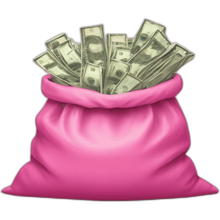 a mountain of money in a pink bag emoji