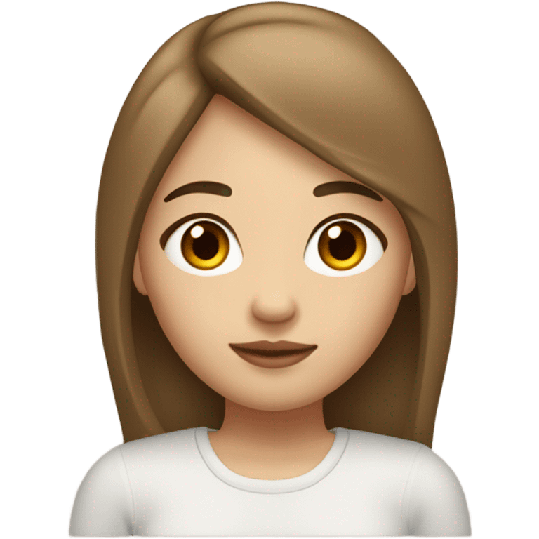 Light skinned girl with brown volumized straight hair, arched brows and asian eyes. Warm toned make update emoji