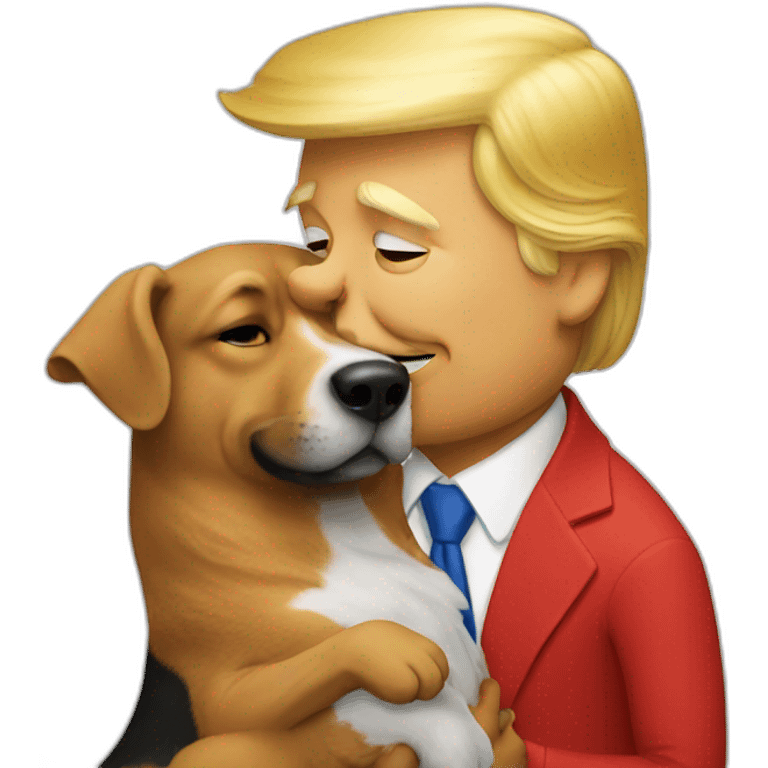 trump kissing a dog emoji