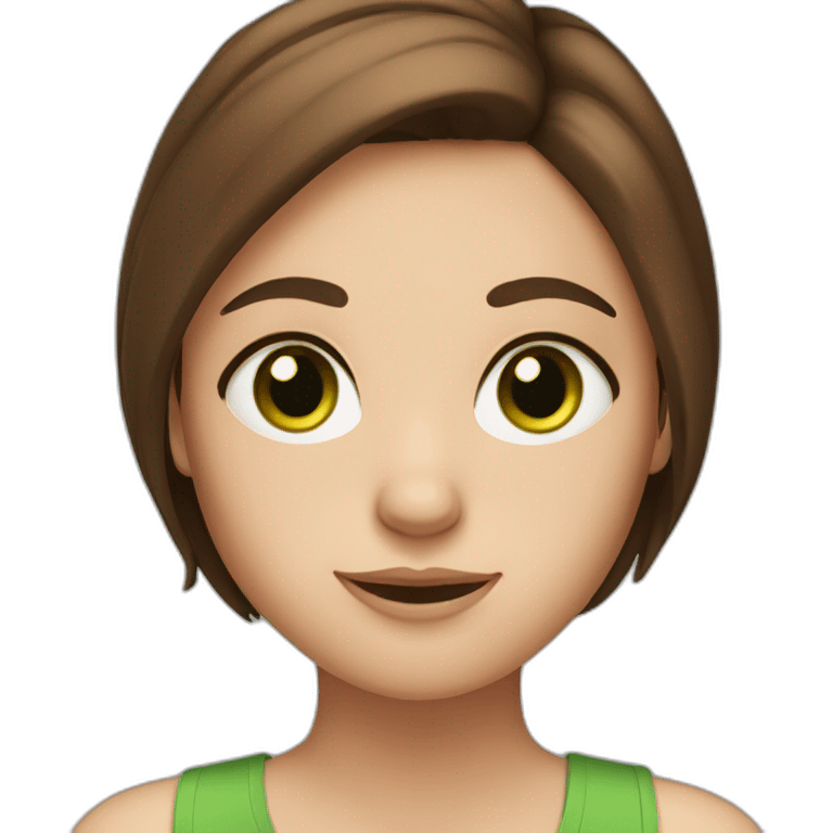 straight brown hair girl with green eyes and freckles from head to chest emoji