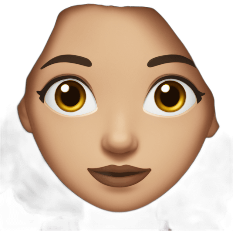 White women with long dark brown hair and long eyelashes dark brown eyes and with pink lips and thick dark brown eyebrows, athletic body, dressed in brown leggings and a brown top emoji