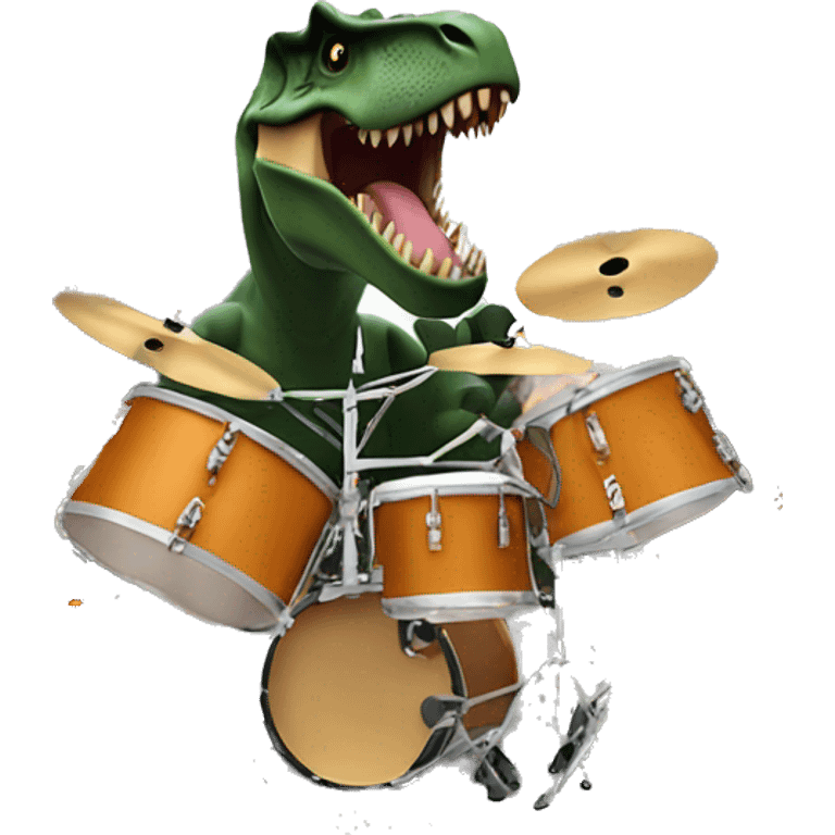 T. rex playing drums at the New York City Christmas tree emoji