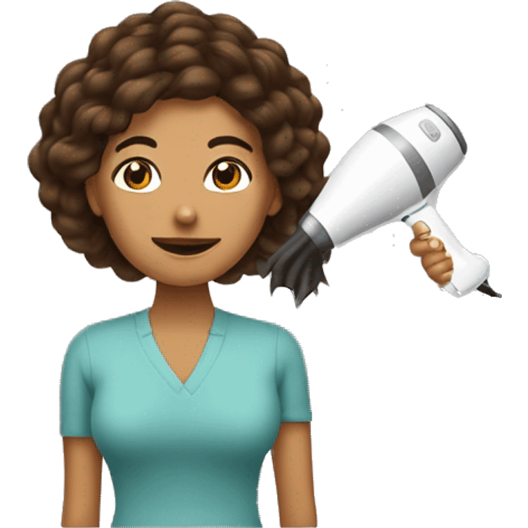 Mujer cabello castaño usando secador de cabello  emoji