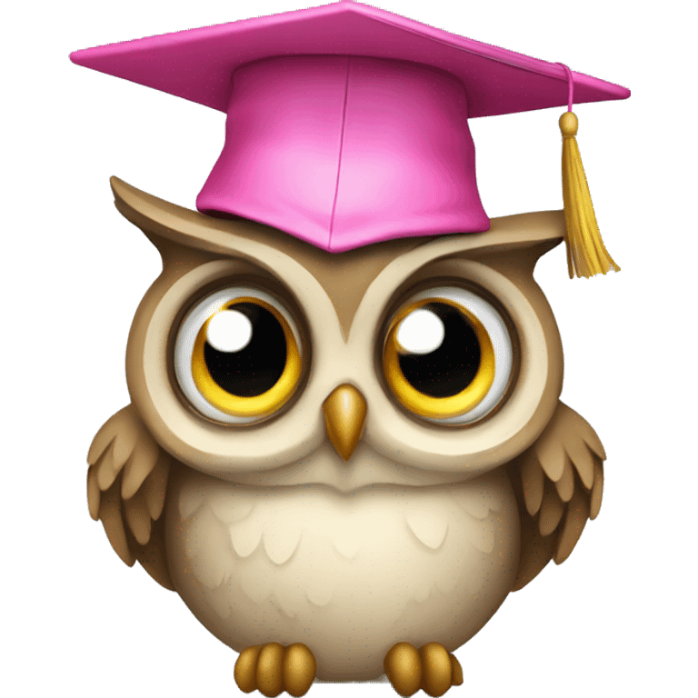 owl with pink graduate hat emoji