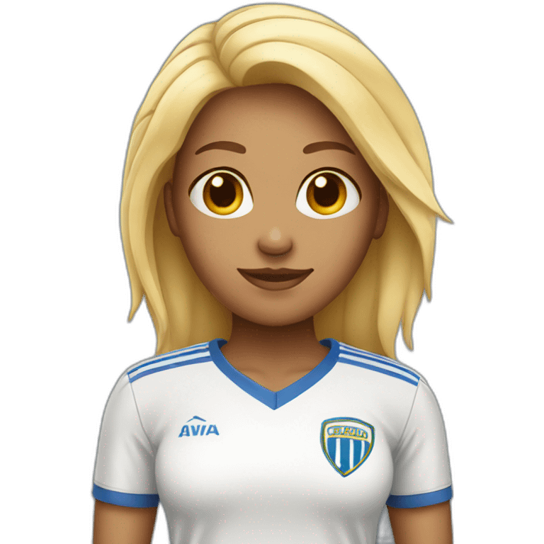 Female wearing soccer shirt emoji