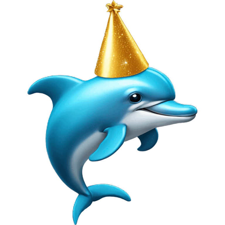 Dolphin wearing a party hat emoji