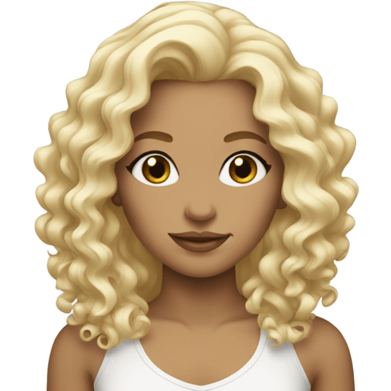 Blonde girl white with curls  emoji