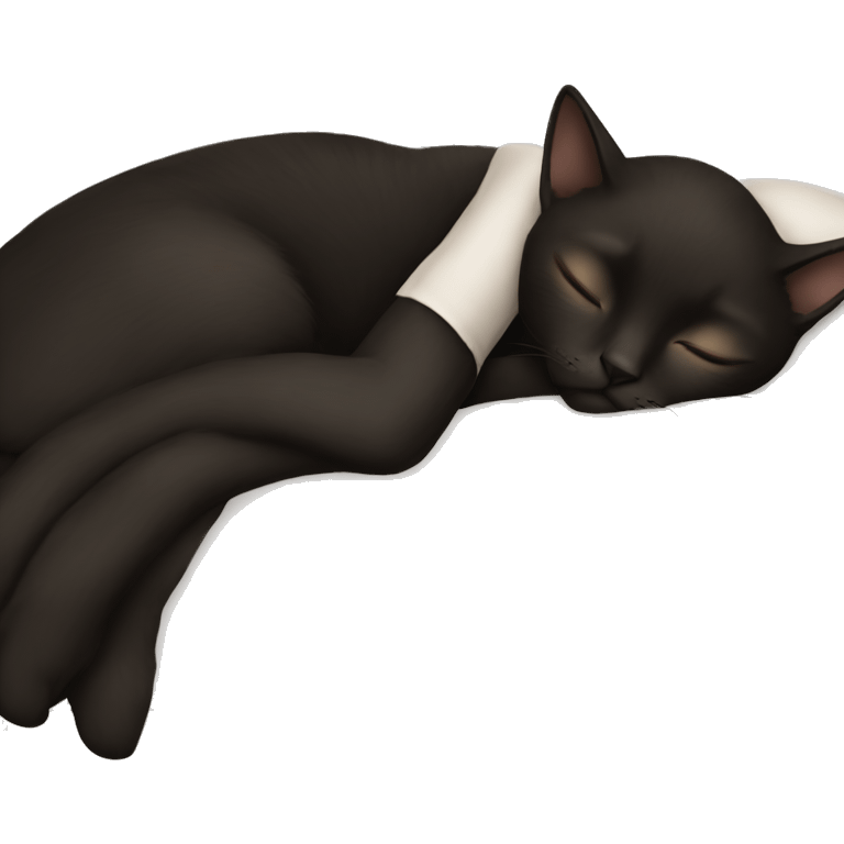 White girl brown hair sleeping with black cat emoji