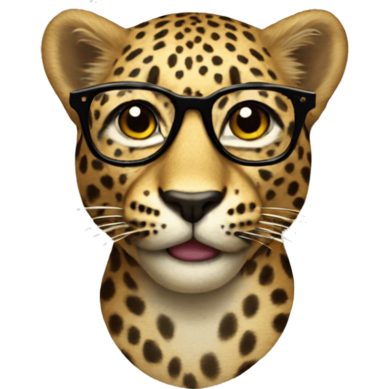 Leopard with glasses emoji