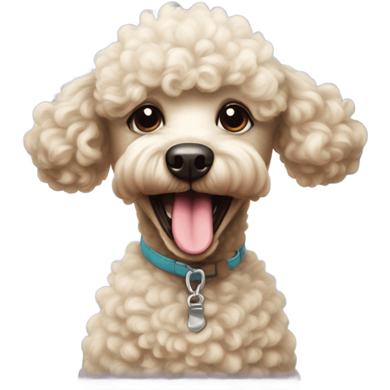 poodle farting with its tongue out emoji