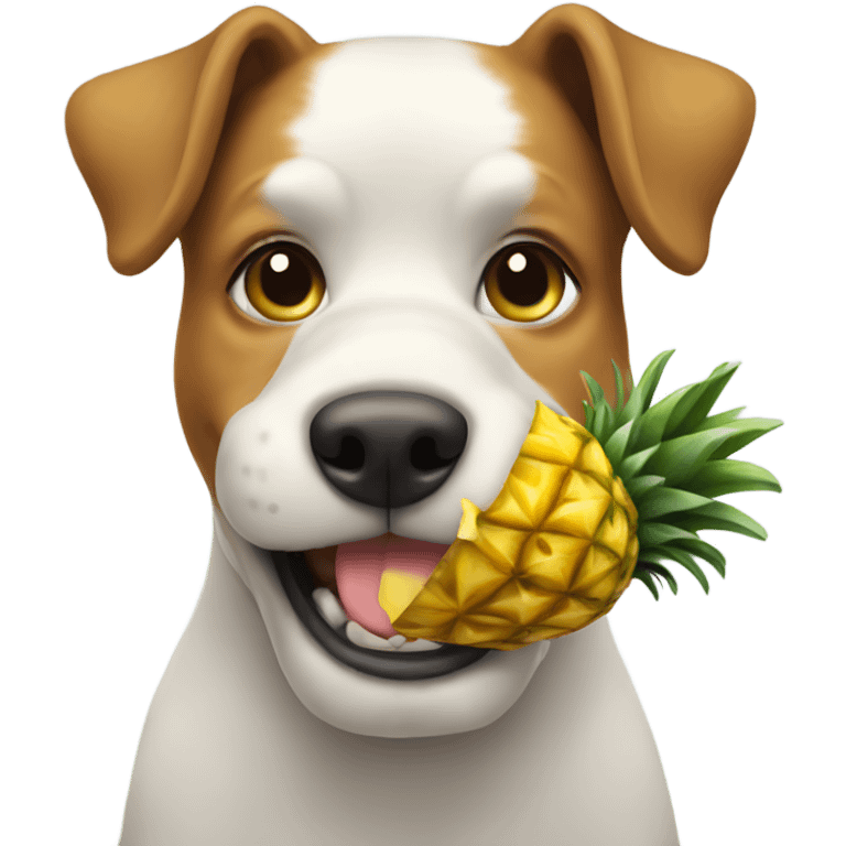 Dog eating pineapple emoji