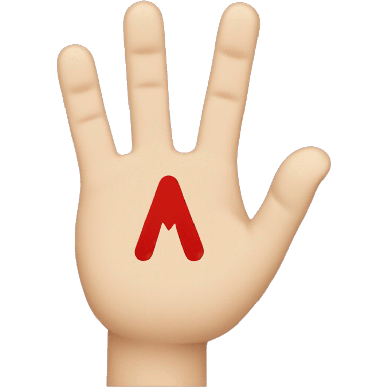 An open hand with the middle and angular fingers crossed, giving the shape of the letter M. emoji