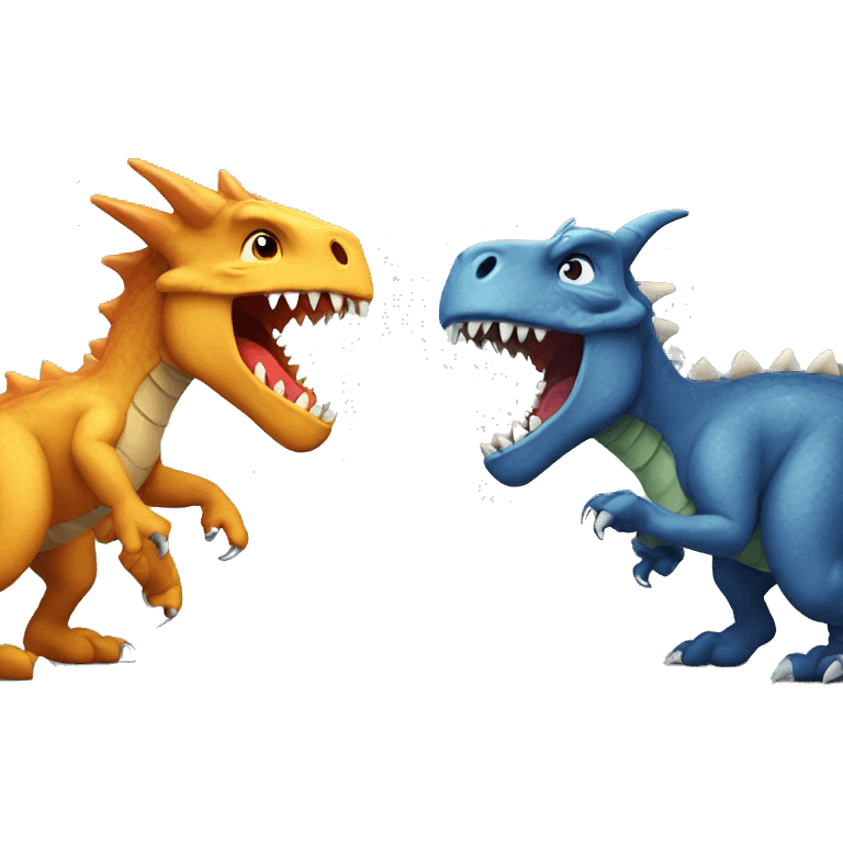 Fight dragon versus dinosaur emoji