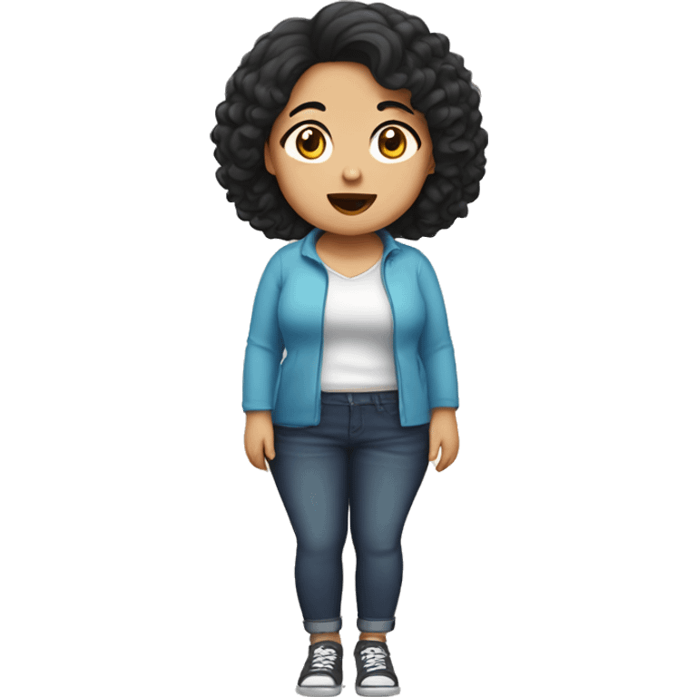 Southeast Asian girl, overweight, with black curly hair emoji