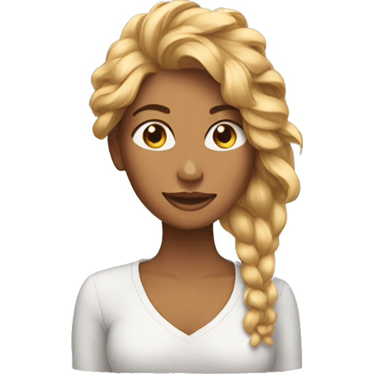 woman with cat coming out of her hair emoji