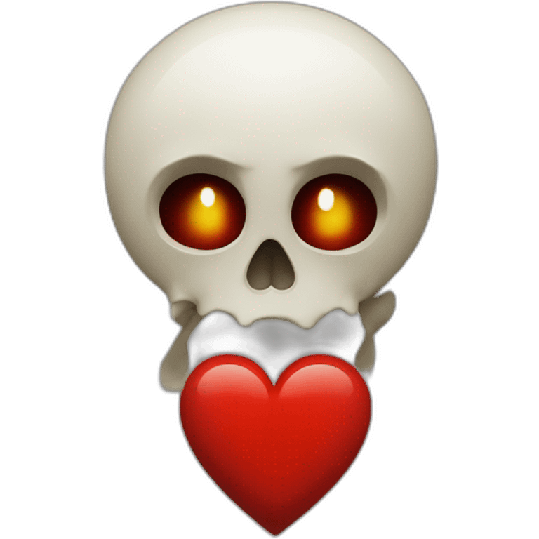 Un cœur rouge avec une tête de mort dedant emoji