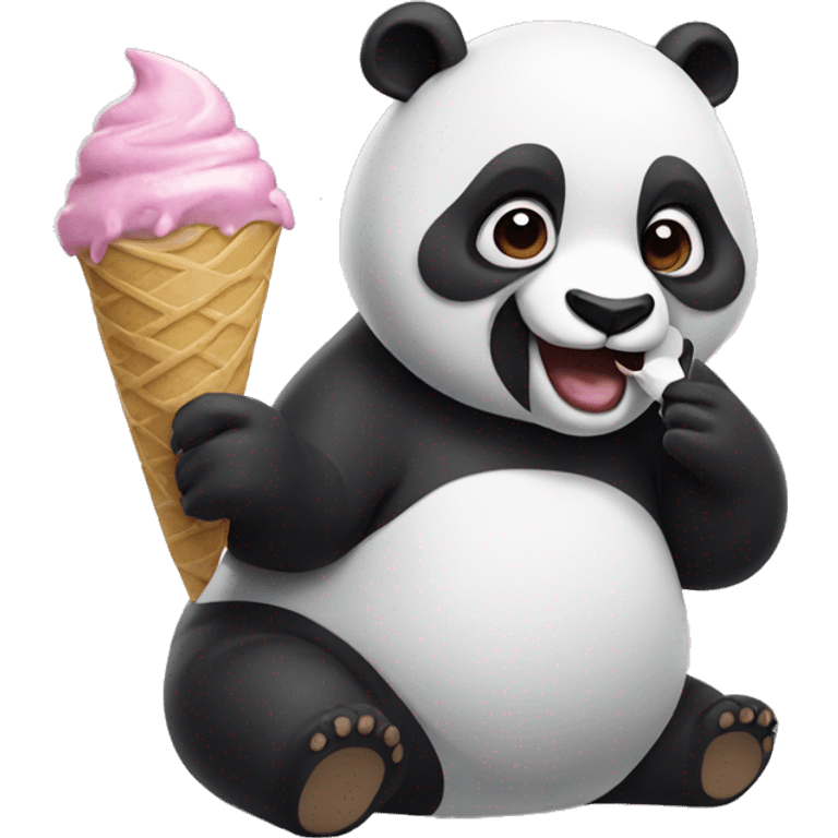 Panda eating ice cream emoji